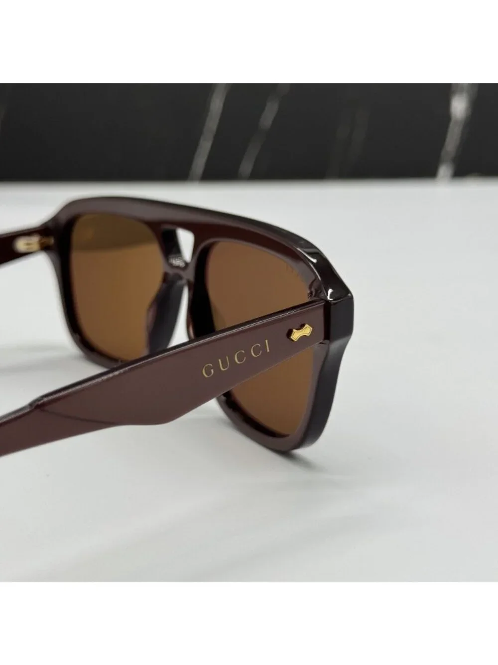 New Gucci GG1263S 003 Brown Unisex Aviator Sunglasses